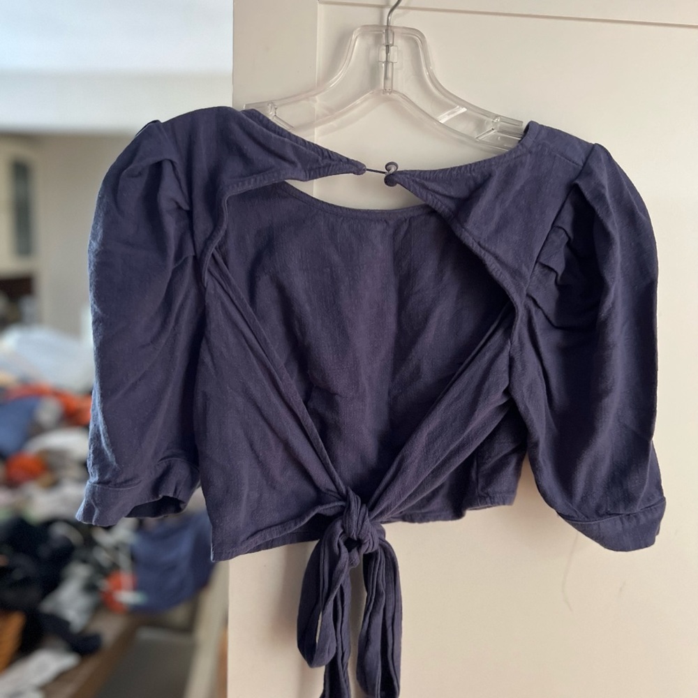 Blue pants and top outfit